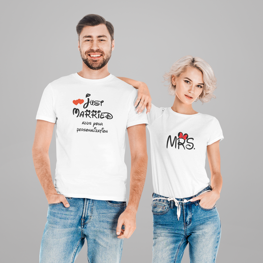 Just Married Hers Couple Mickey Disney T-Shirts