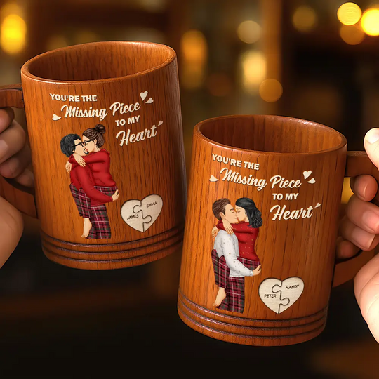 Missing Piece To My Heart - Personalized Wooden Mug