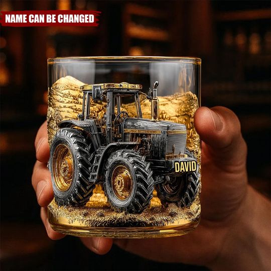 Strong Farmer - Personalized Tractor Whiskey Glass