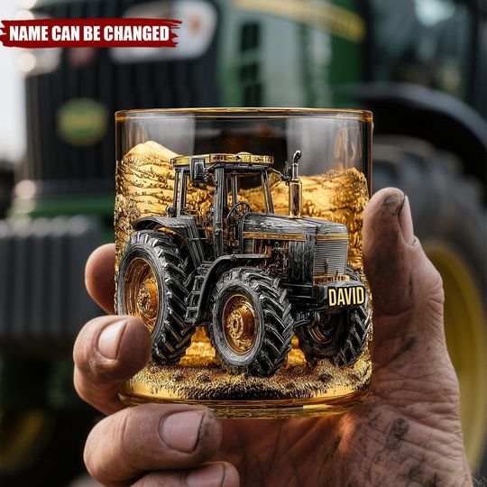 Strong Farmer - Personalized Tractor Whiskey Glass