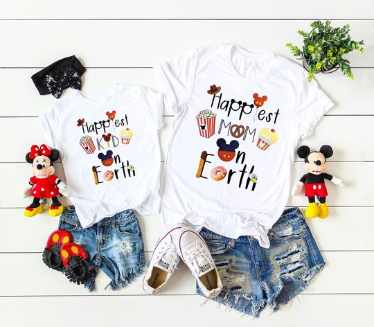 Happiest Kid Mom Dad on Earth Disney Shirts, Disneyworld Shirts Family, Mommy and Me Disney Shirts