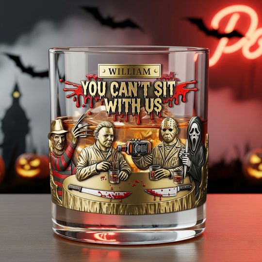 Horror Bar Whiskey Glass, Personalized Gifts For Horror Lovers