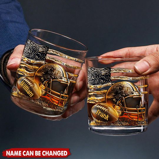 Discover Whiskey And Football - Personalized Football Whiskey Glass