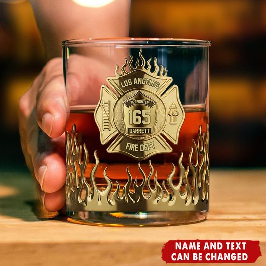 Discover Firefighter Fire Dept - Personalized Scuba Diving Whiskey Glass, Gifts For Firefighter