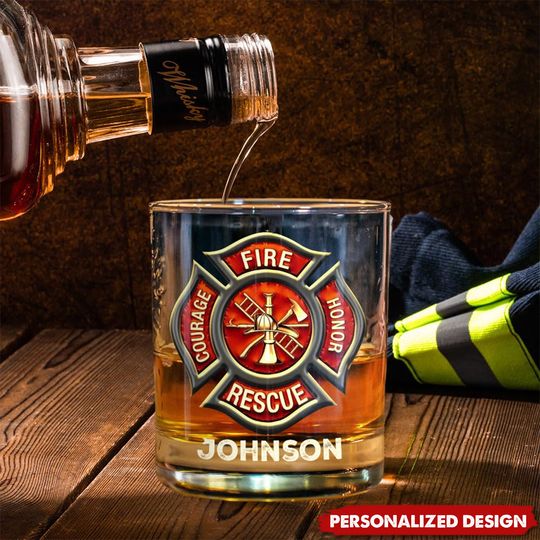 Retired Firefighter - Personalized Firefighter Whiskey Glass