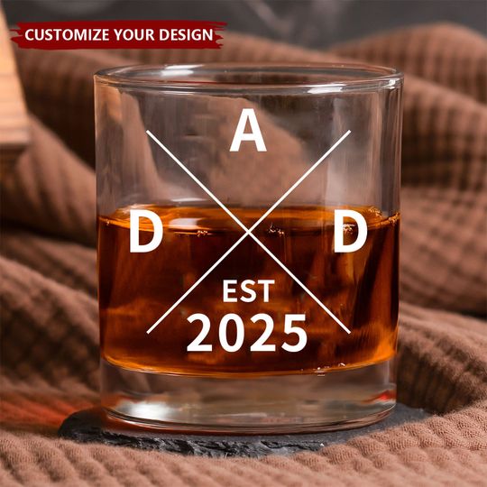 Personalized New Dad Gift - Dad Established Custom Whiskey Glass