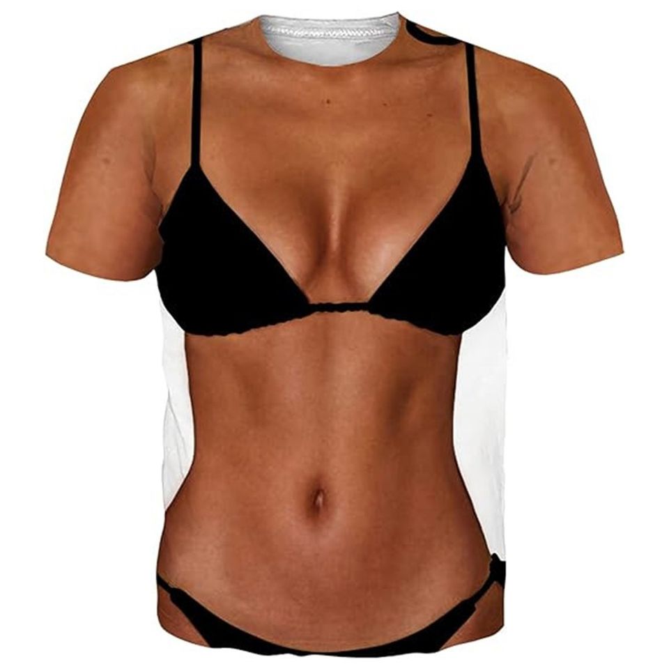 Mens Muscle Body 3D Print Tshirt Activewear Blouse Polyester Workout Top