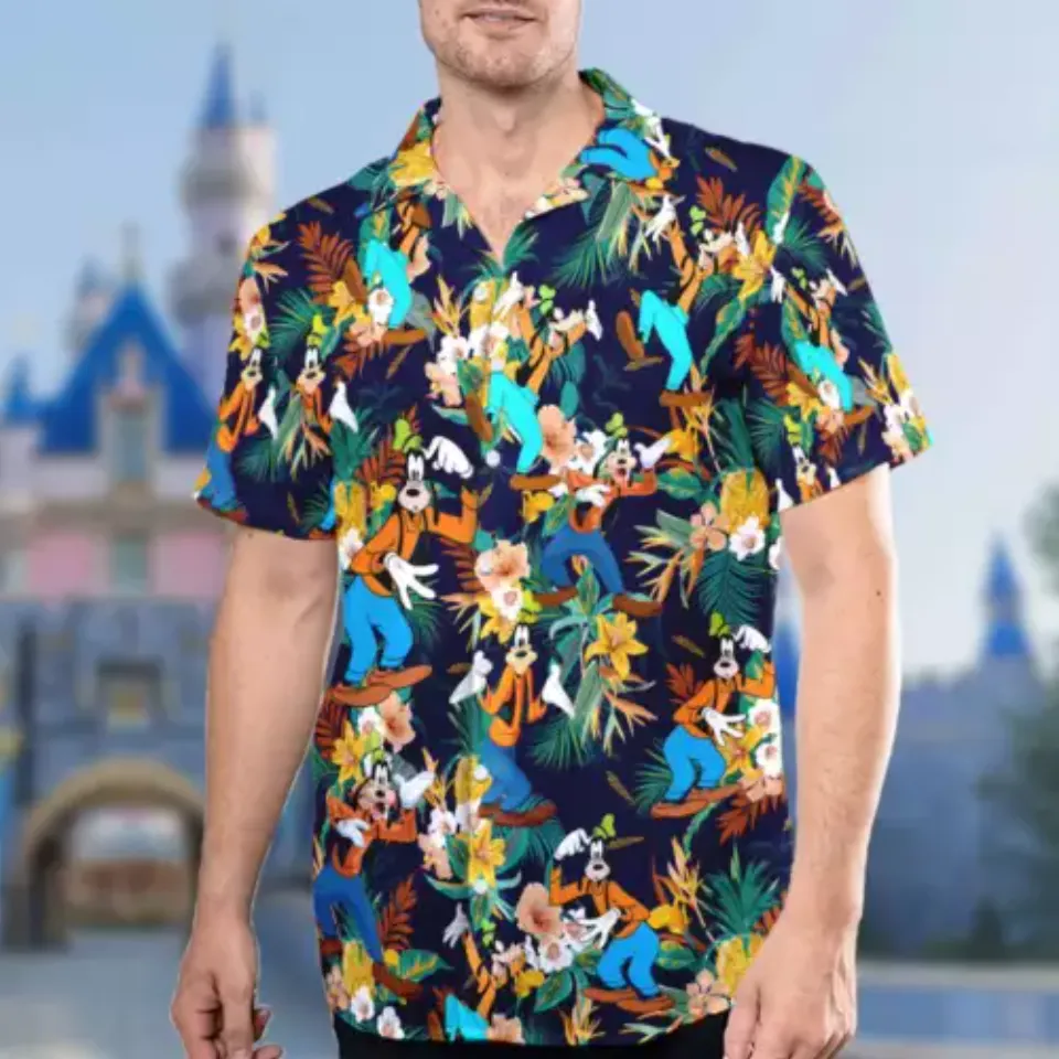 Goofy Nostalgic Silly Dog Tropical Summer Vacation Hawaiian Shirt