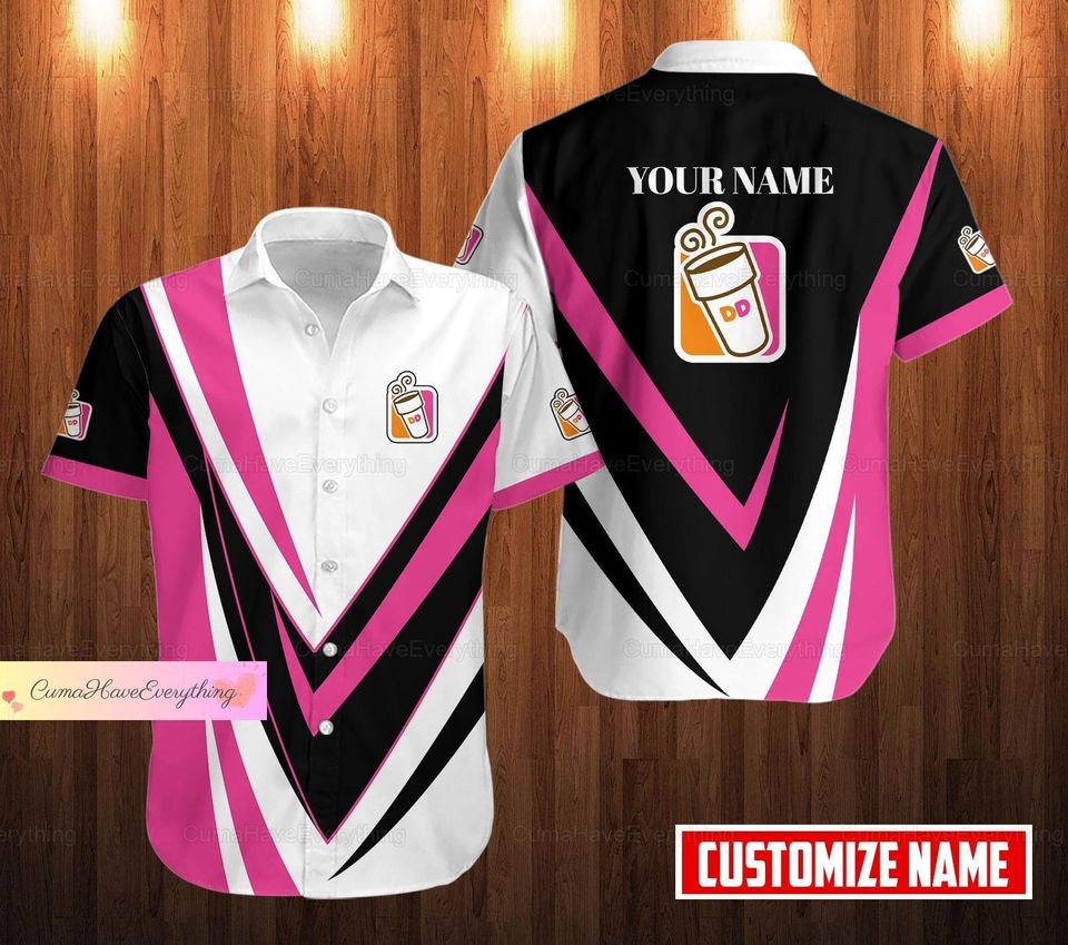 Customized Dunkin Donuts Button Shirt, Gift For Him, Husband Gift, Dad gift