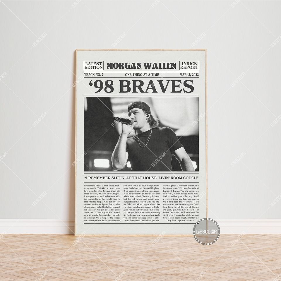 Wallen Western Retro Newspaper Print, 98 Braves Poster