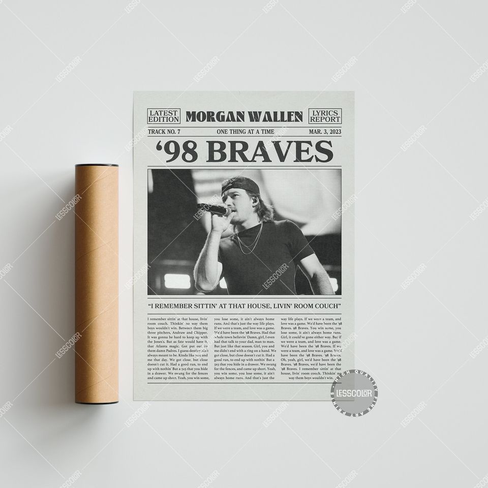 Wallen Western Retro Newspaper Print, 98 Braves Poster