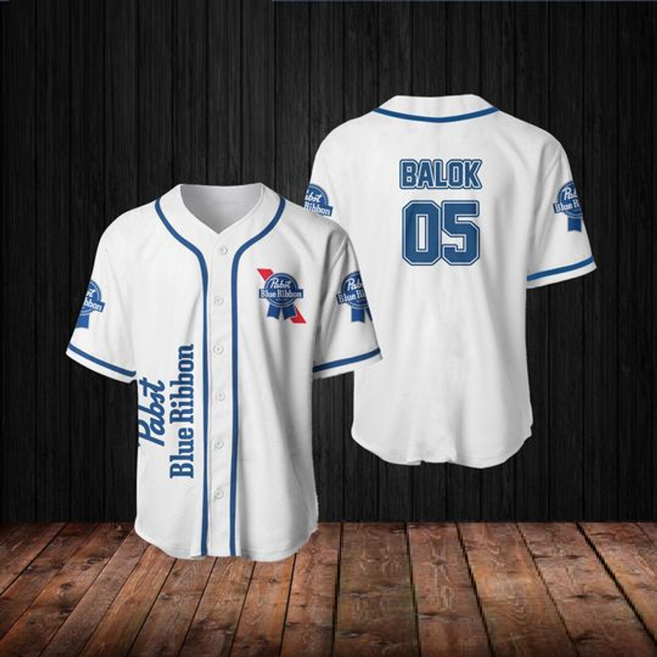 Personalized Vintage White Pabst Blue Ribbon Baseball Jersey