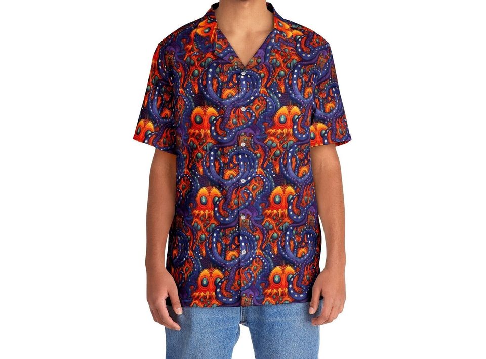 Psychedelic Monster Octopus Men's Hawaiian Shirt