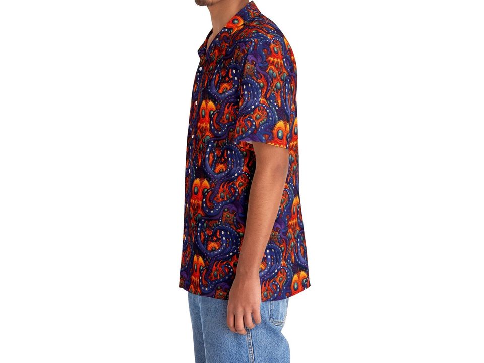Psychedelic Monster Octopus Men's Hawaiian Shirt