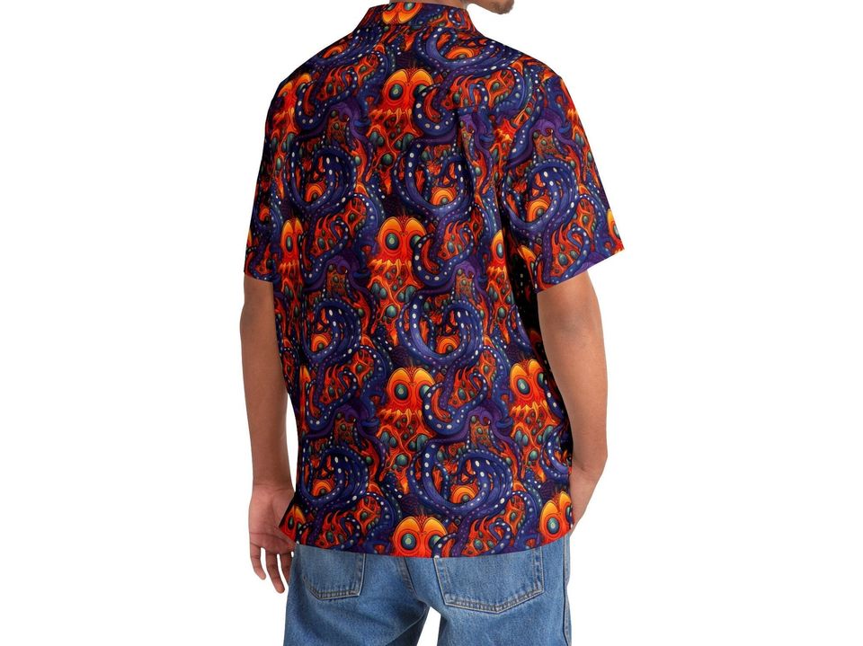 Psychedelic Monster Octopus Men's Hawaiian Shirt