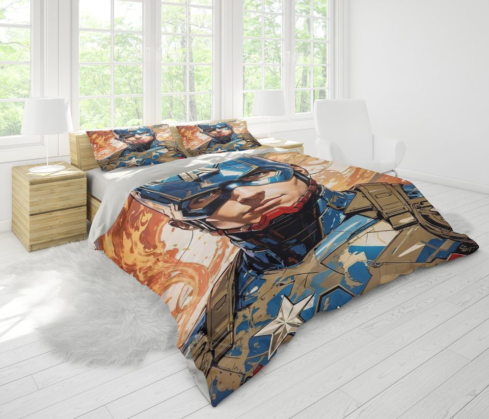 Captain America Bedding Set, Bedroom Decoration, Creative Gifts