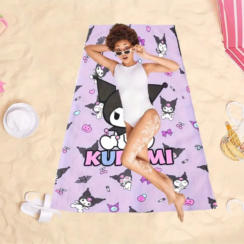 Adorable KUROMI-Printed Beach Towel for Summer Fun