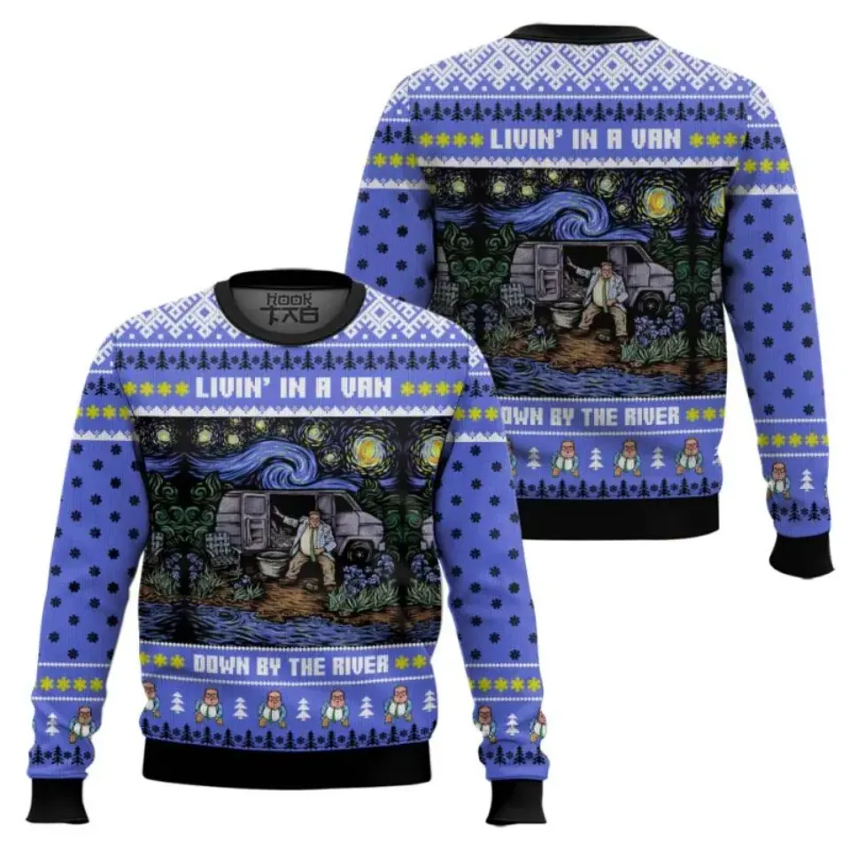 Matt Foley Chris Farley Saturday Night Live Ugly Christmas Sweater Funny Holiday Party Pullover Sweater for Men Women Xmas Gifts