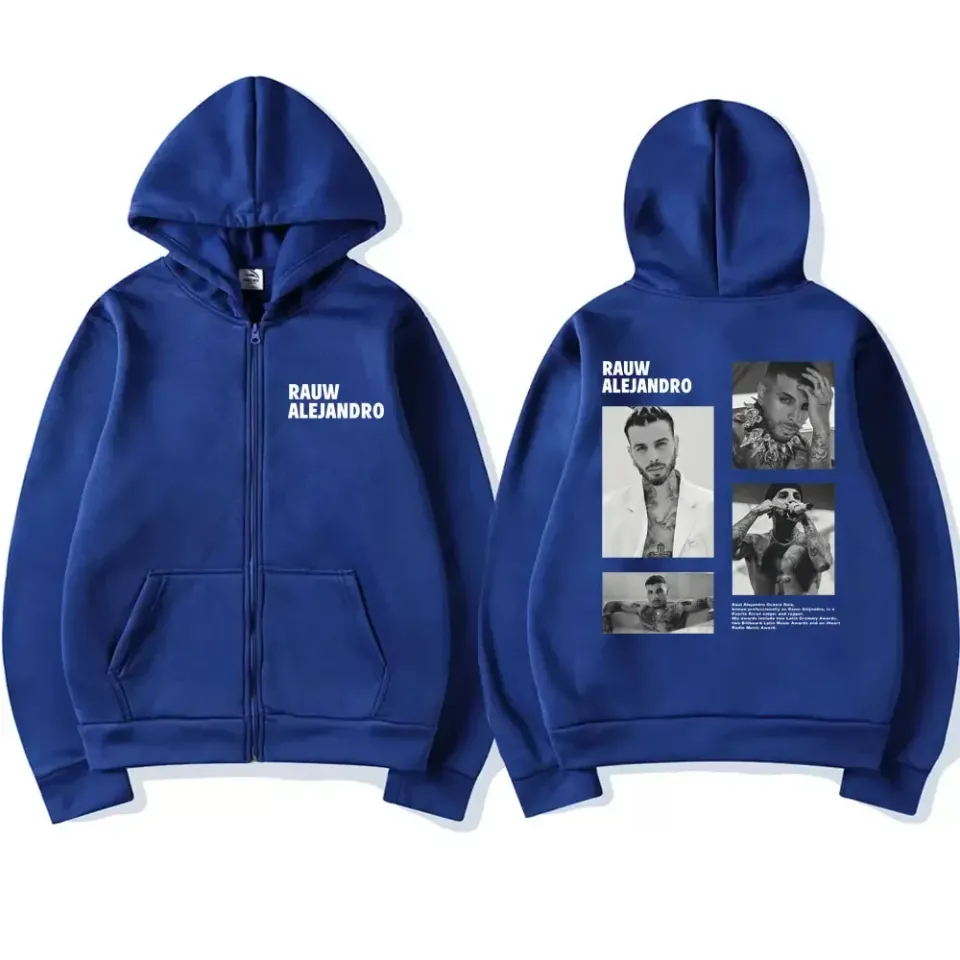 Rapper Rauw Alejandro Print Zip Up Hoodie