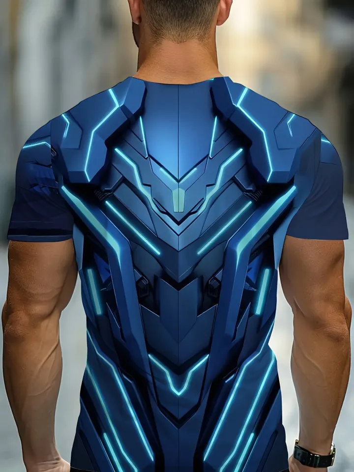 Marvel Bold Statement Tee Men 3D Armor Print T-Shirt Superhero Iron Man T shirt