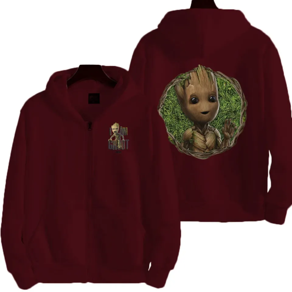 Marvel Groot Spring and Autumn New Men's Zipper Hoodie