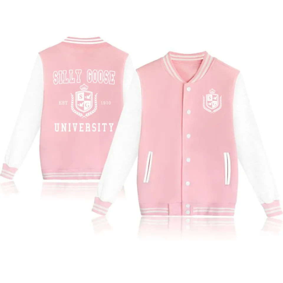 Silly Goose University Baseball Jacket, Trendy Preppy Graphic  Baseball Jacket Gift