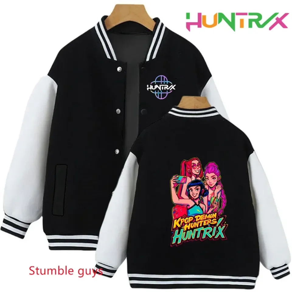 Anime Autumn Winter Kids Kpop Demon Hunters Cartoon Baseball Uniform Jacket Coat Sweatshirts Boys Girls Clothes