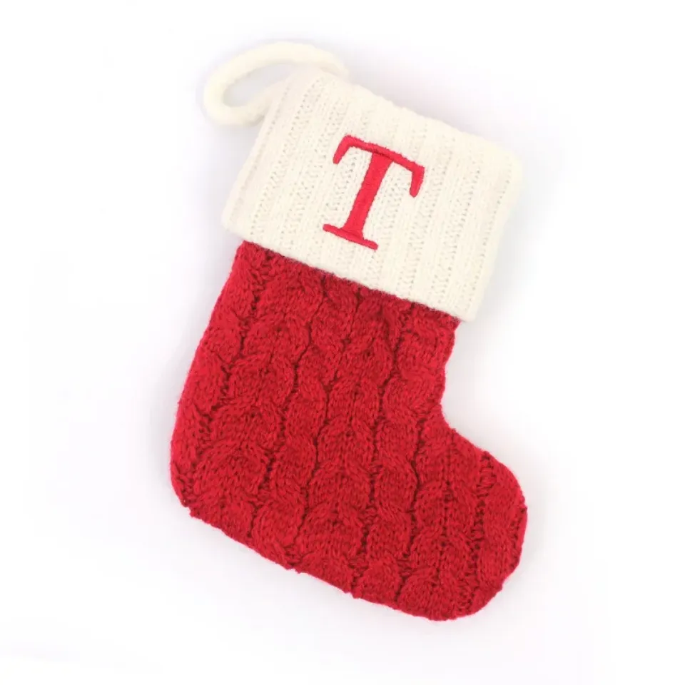 Christmas Boots Letters Christmas Stocking New Knitting Christmas Tree Pendant Decorations SnowflakeChristmas Socks