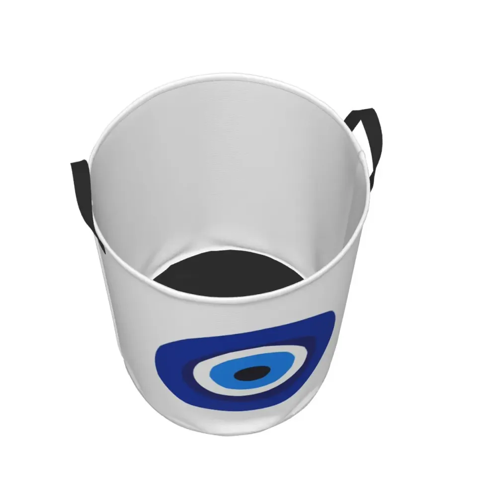 Custom Greek Turkish Evil Eye Laundry Hamper - Large Clothes Storage Basket for Nursery and Toy Organization