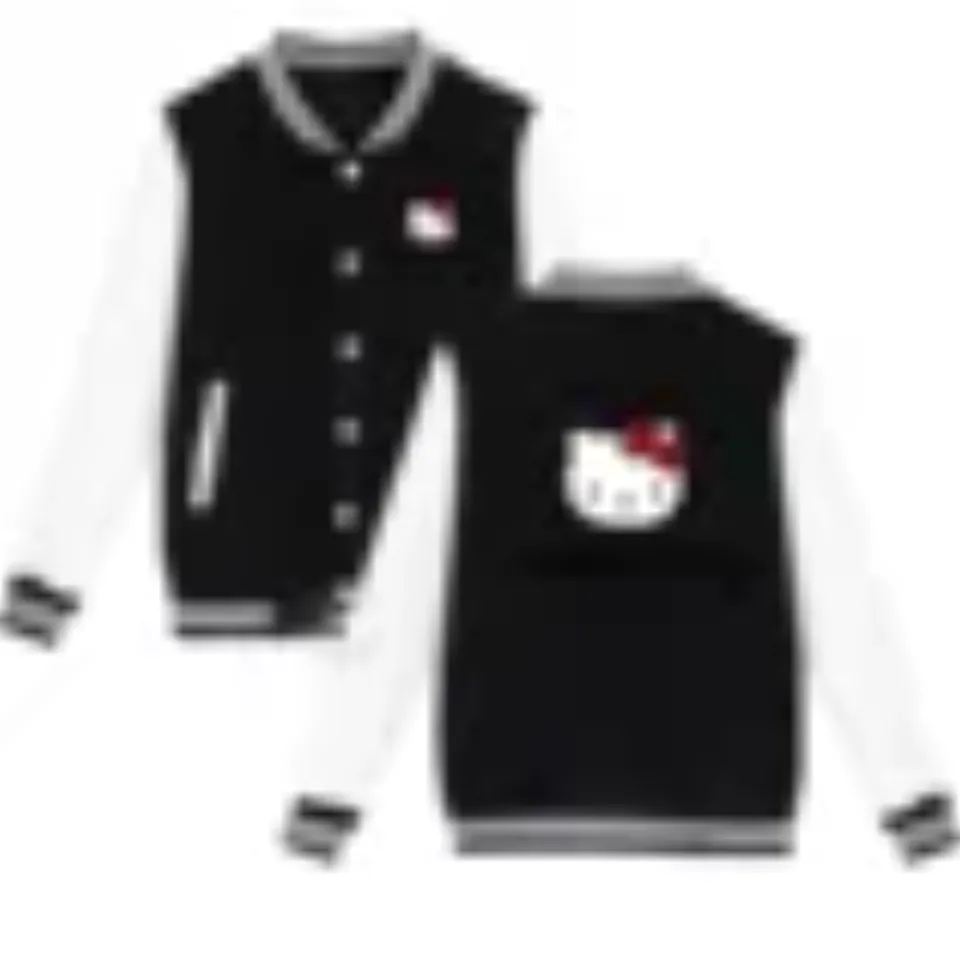 Sanrio Fall/Winter Jacket Baseball Uniform Hello Kitty Print Padded warm loose coat