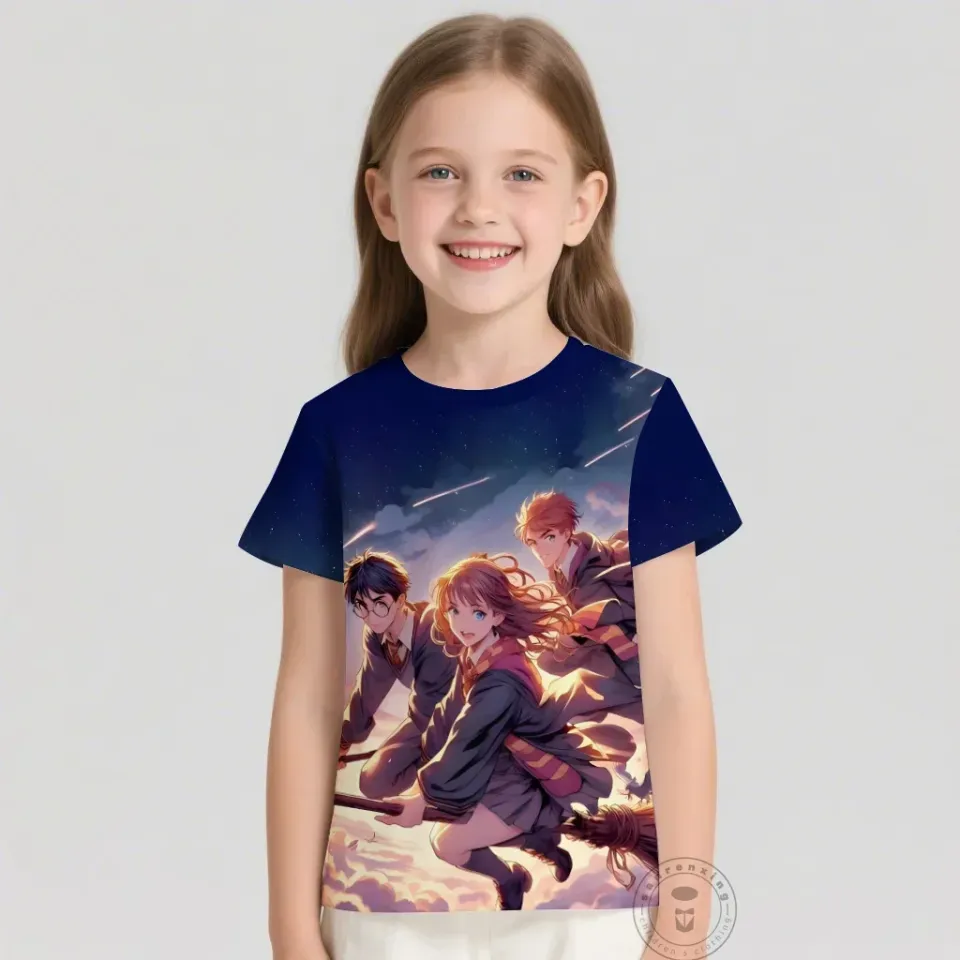 T Shirts Anime Harry Potter 3D Print Kids T Shirt Fashion Casual Cartoon Round Neck T-shirt Boy Girl Children Clothing Tees Tops