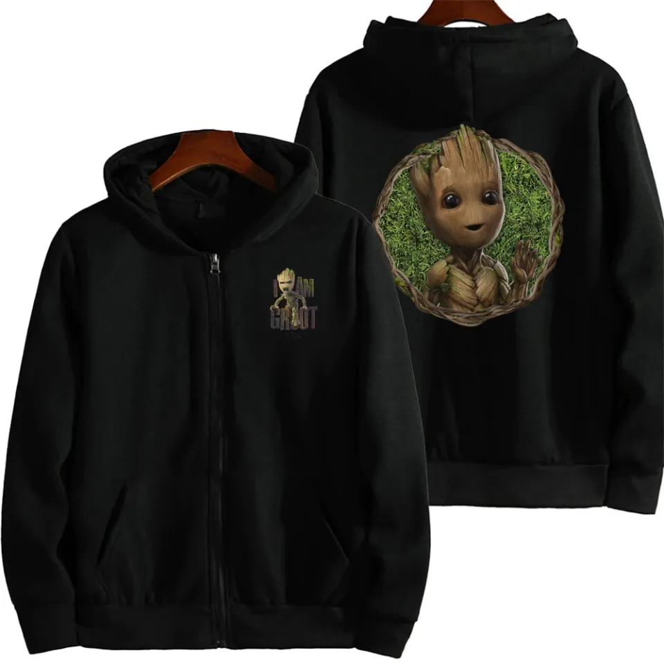 Marvel Groot Spring and Autumn New Men's Zipper Hoodie