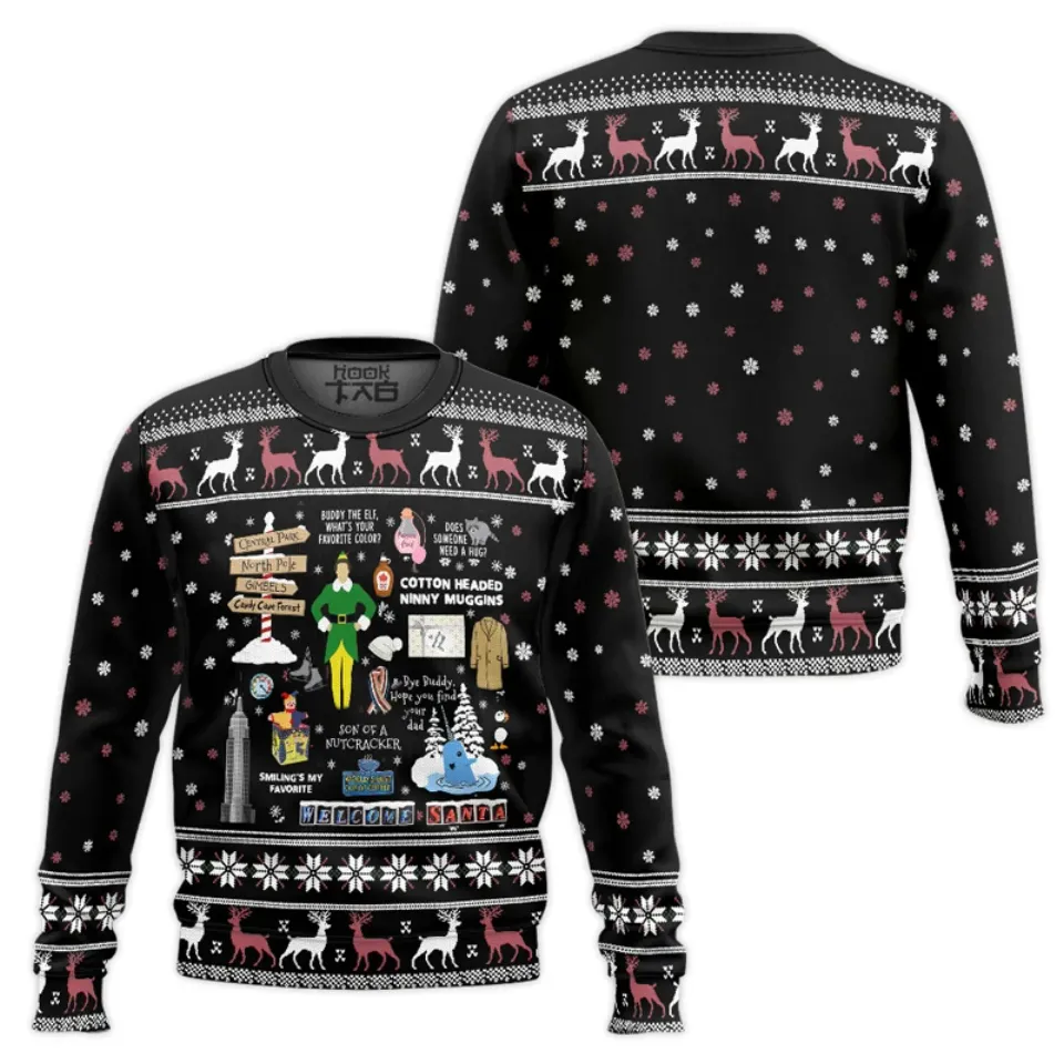 Buddy Hobbs Elf Ugly Christmas Sweater Funny Holiday Party Pullover Warm Cozy Plus Size Sweater for Men Women Xmas Gift 2026