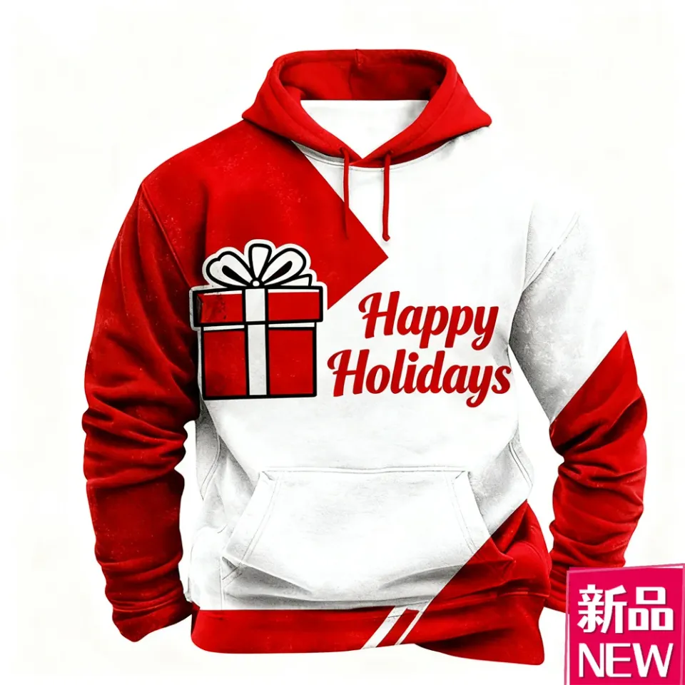 Merry Christmas Hoodies For Men Women 3D Printed Gradient Color Pattern Long Sleeve Sweatshirts Loose Comfortable Hooded Clothes