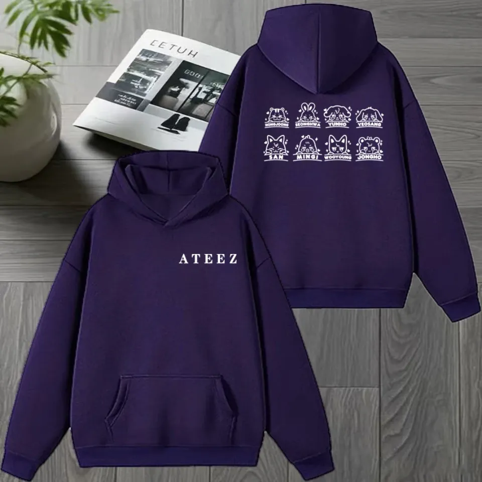 2026 Ateez Double Sided printed Winter Hoodie