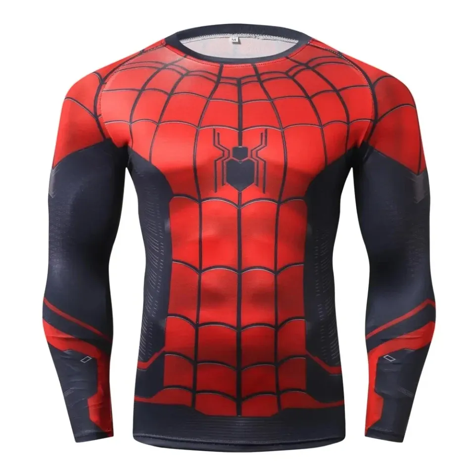Men's Compression Shirts Superhero Longs Sleeve Workout Gym T-Shirt Running Tops Cool Dry Sports Base Layer Athletic Undershirts