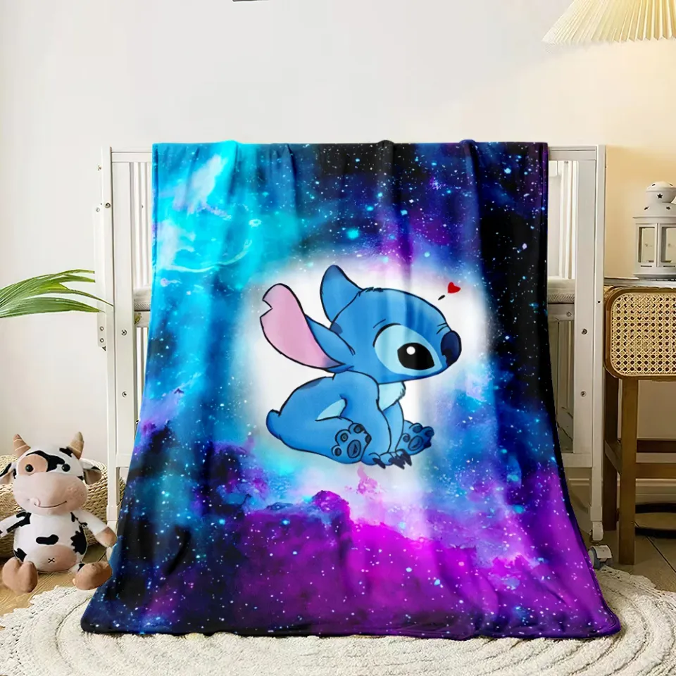 Stitch Cartoon HD Printed Flannel Thin Blanket.Four Season Blanket.for Sofa,bed,living Rooms,travel,Picnic,office Blanket Gifts