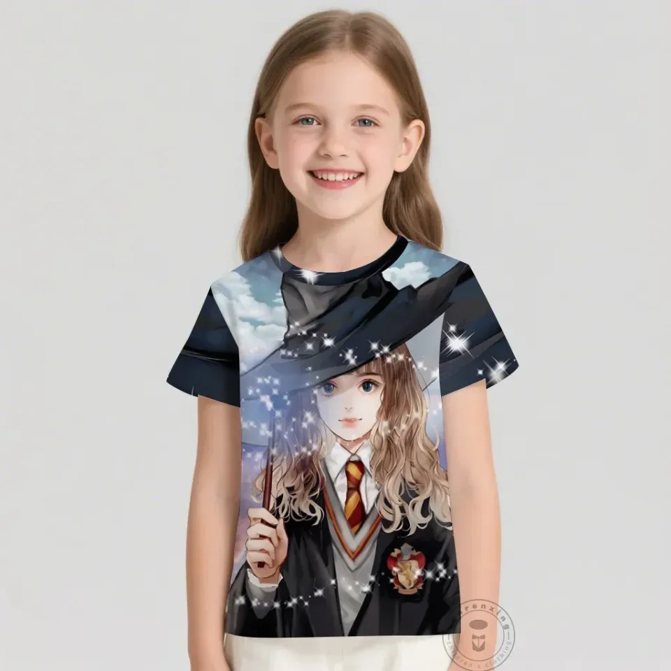 T Shirts Anime Harry Potter 3D Print Kids T Shirt Fashion Casual Cartoon Round Neck T-shirt Boy Girl Children Clothing Tees Tops