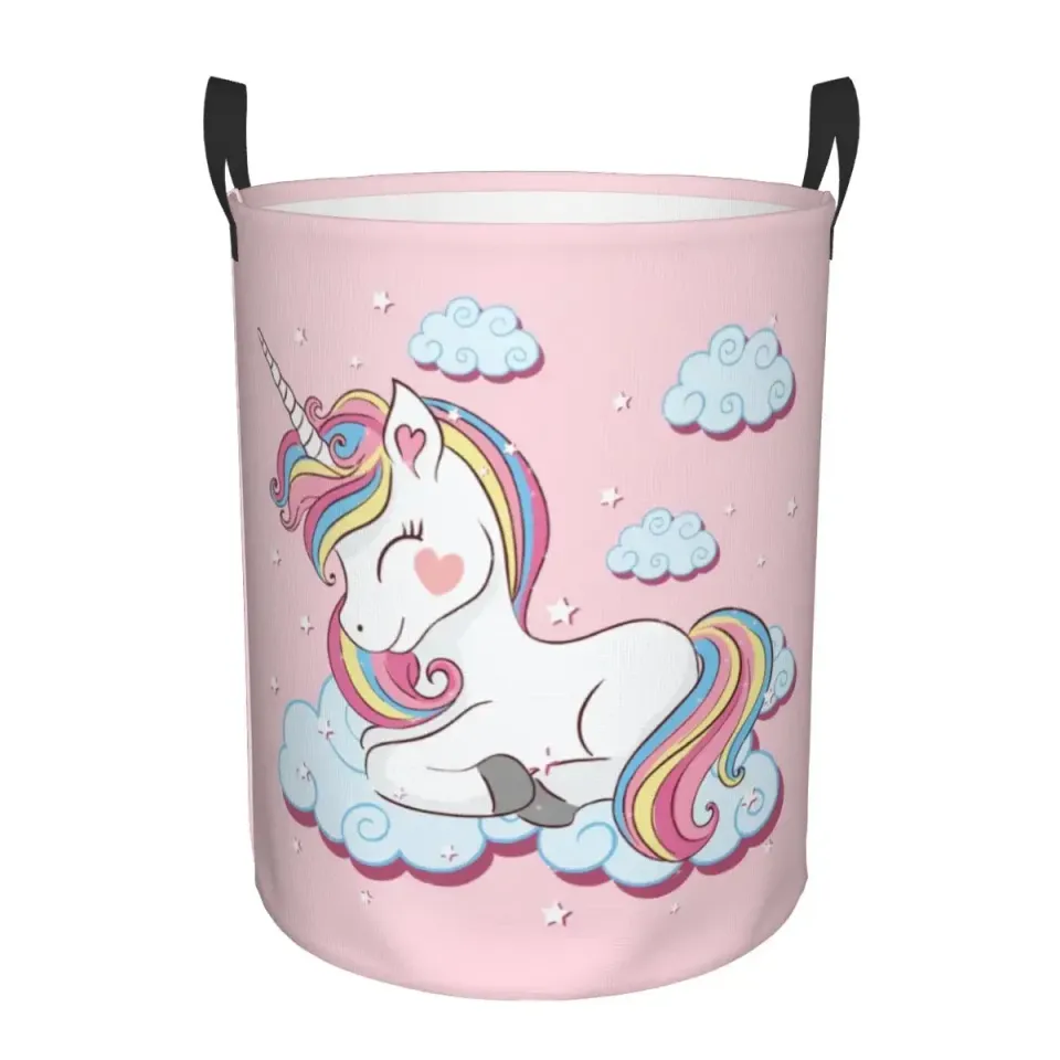 Pretty Unicorn Rainbow Cloud Laundry Basket