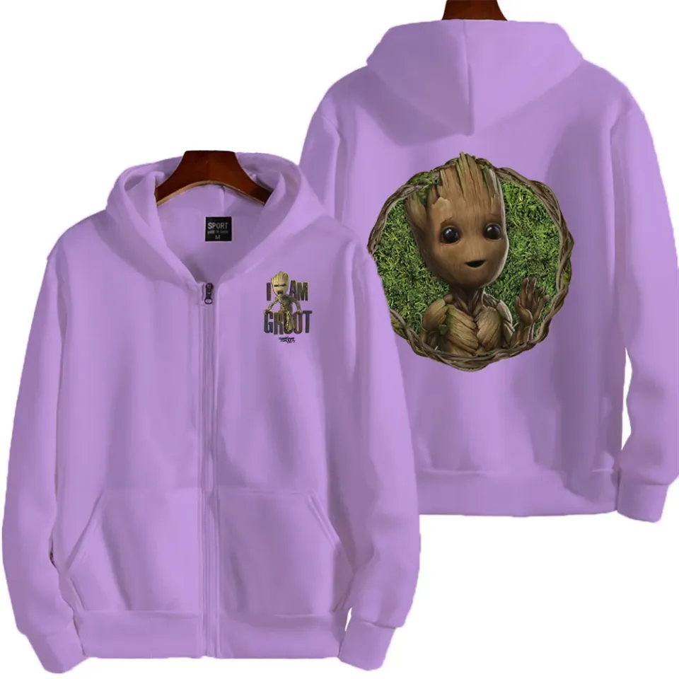 Marvel Groot Spring and Autumn New Men's Zipper Hoodie