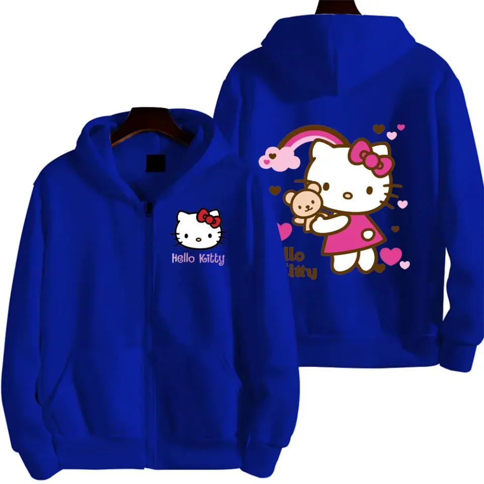 Hello Kitty Double Sided Zipper Hoodie | Unisex Zip Up Jacket