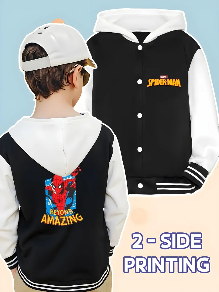Marvel Boys Baseball Jacket - Wolverine, classic black and white, soft fabric, warm and comfortable, skin-friendly, fashi