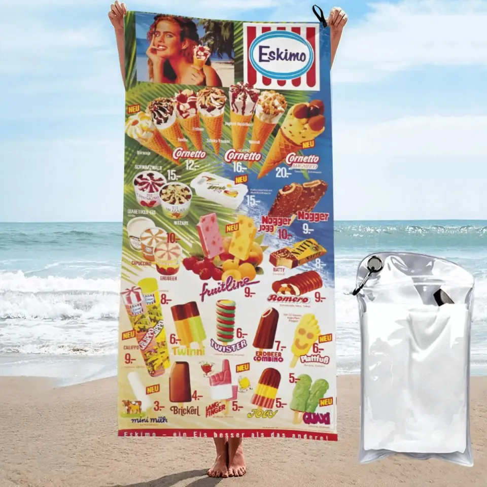 Classic Ice Cream Print Beach Towel Summer New Arrival Microfiber Pool Bath Towel