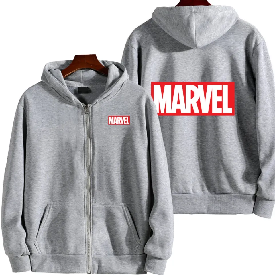 Marvel Logo Spring and Autumn New Men's Zipper Hoodie