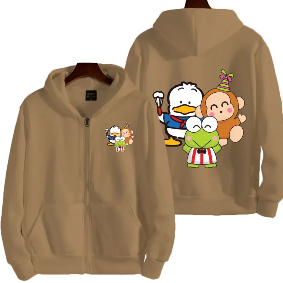 Keroppi Pochacco Men Zip Up Hoodie
