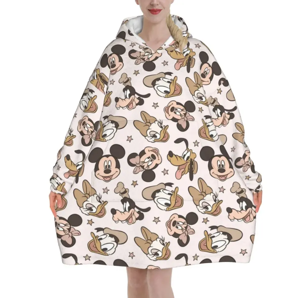 Mickey Mouse Cartoon Blanket Hoodie Oversized