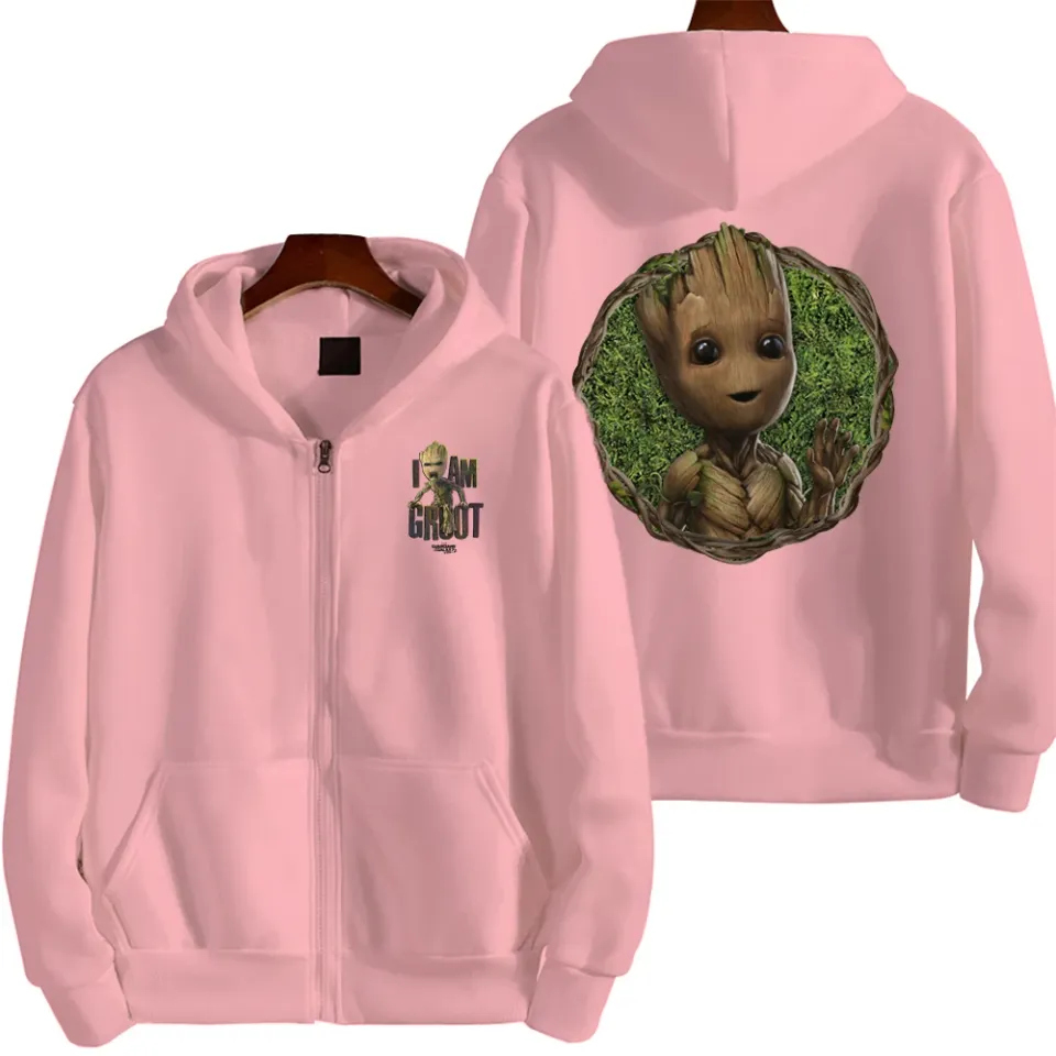Marvel Groot Spring and Autumn New Men's Zipper Hoodie
