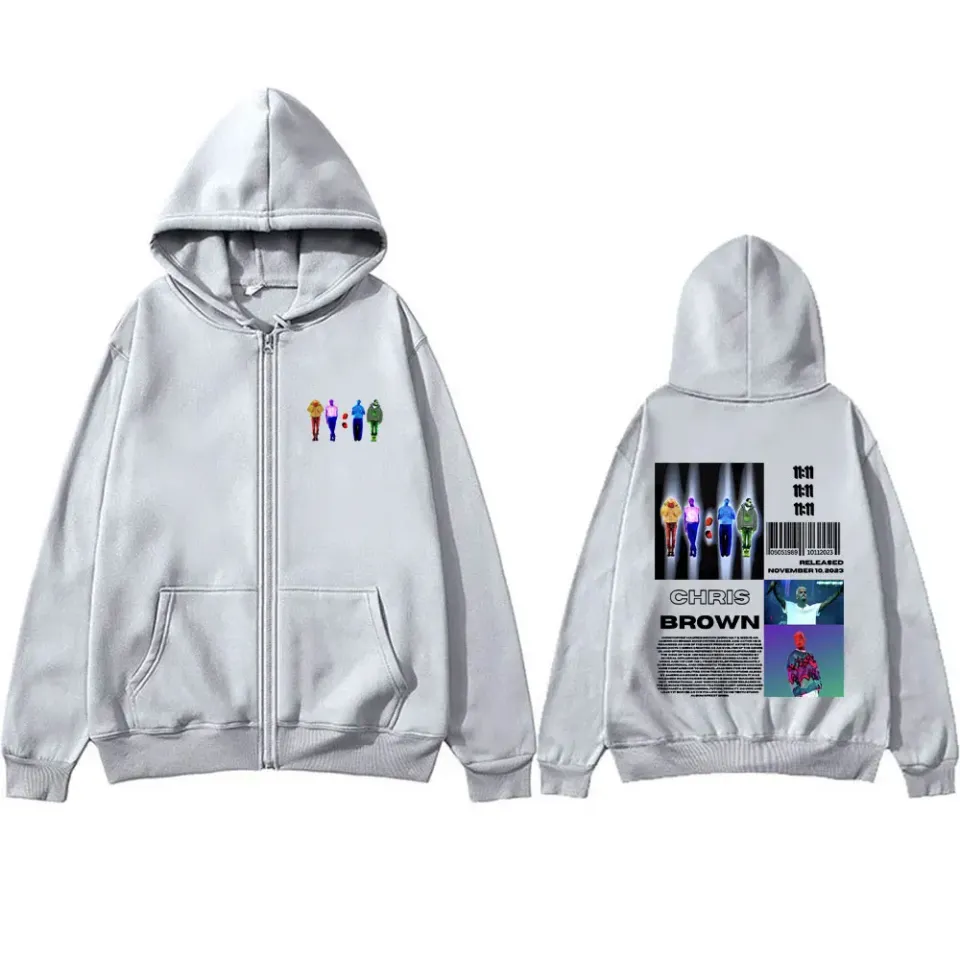 Rare Rapper Chris Brown 11:11 Graphic Zipper Hoodie