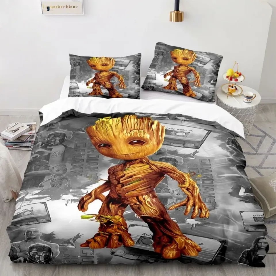 Disney Marvel Groots Quilt Cover Cartoon Groot Bedding Set
