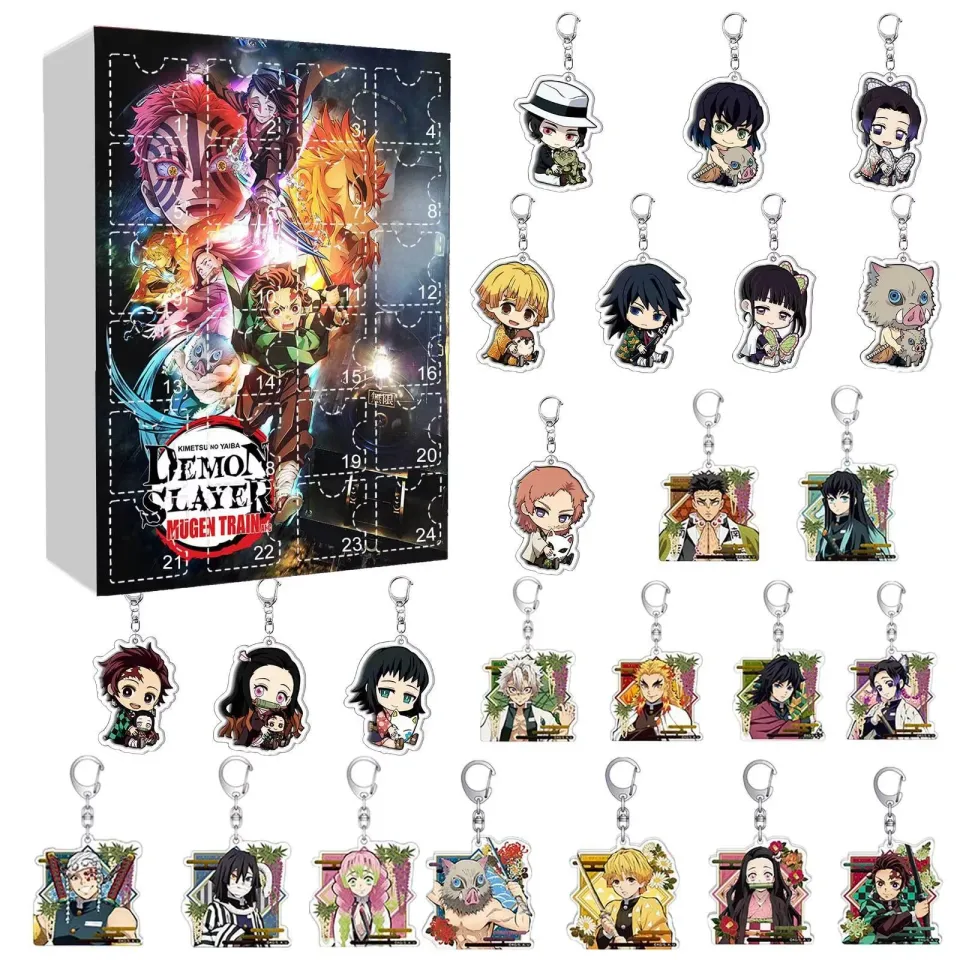 24pcs demon Advent Calendar 2025 Christmas Collectible Toy Figures Set - Includes Tomioka Giyuu Agatsuma zenittsu Tanjirou